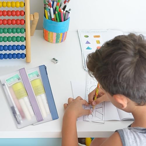 Miniatura 7 de Colorlife Bolsa para bolígrafos, paquete de 4 bolsas con cremallera, multifuncional, transparente, organizador de papelería, bolsa de almacenamiento