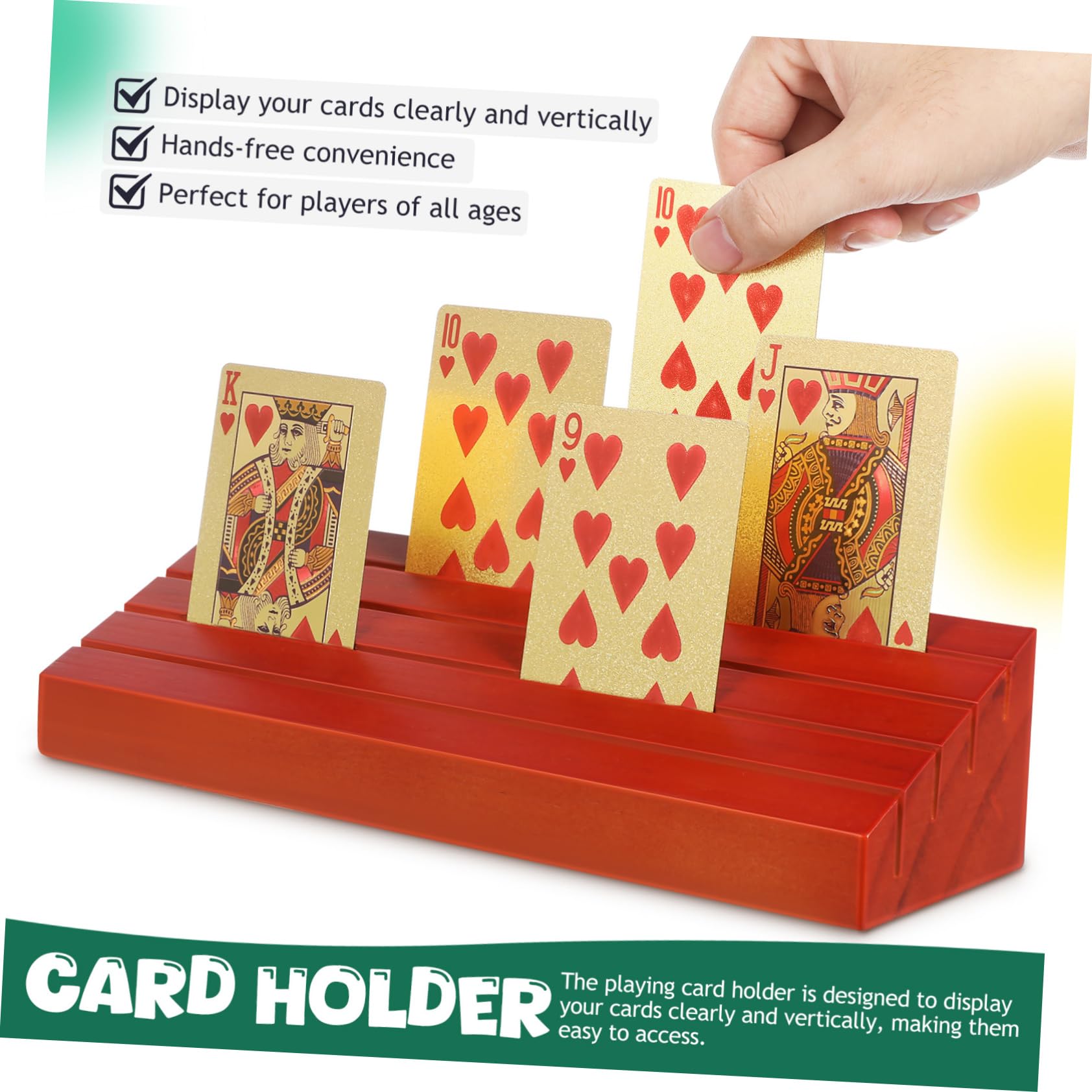4piezas Soporte De Cartas De Madera para Mesa De Soportes De Cartas para Bridge Fiestas y Eventos