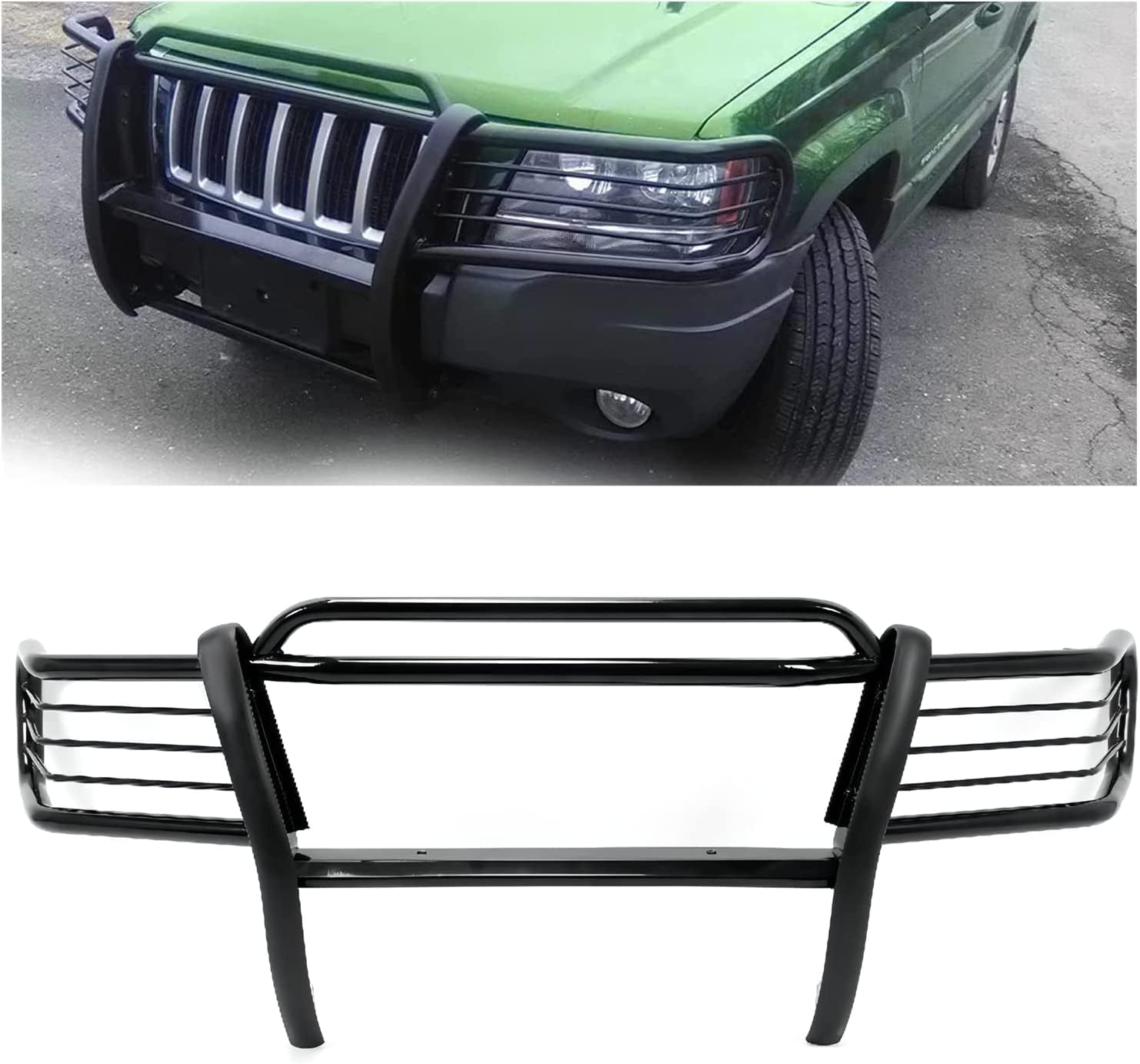 HECASA Front Bumper Brush Guard Compatible with 19992004 Jeep Grand Cherokee Powder