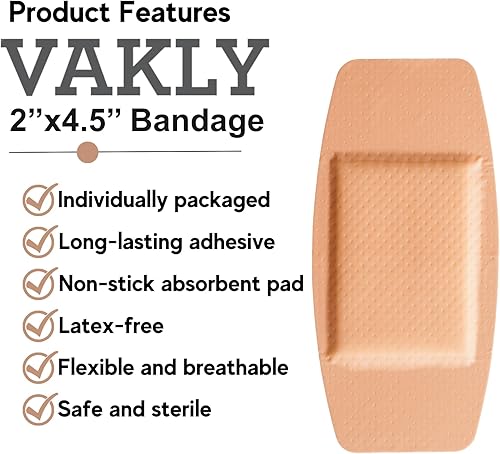 Miniatura 2 de Parche adhesivo extra grande  Vendajes de plástico transparente estéril de 2 x 4.5 pulgadas, transpirable y flexible con almohadilla antiadherente y