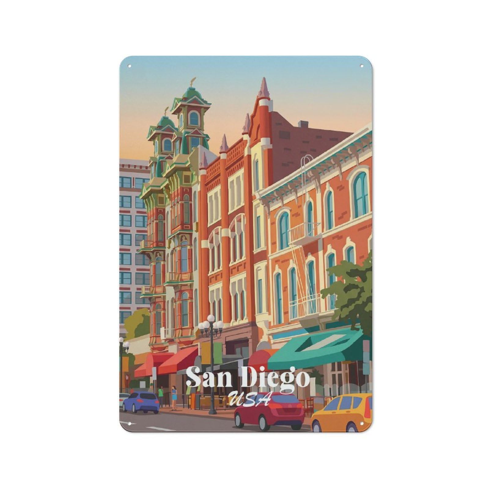 Junmoney Style-14 Vintage Metal Sign 30X20cm Featuring San Diego Usa For Pub Or Café, Wall Decor For People Reorganising Pub And Café