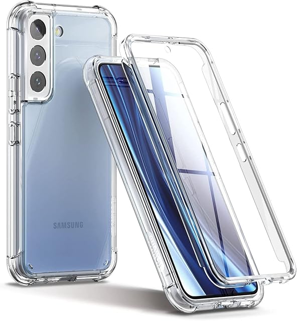 SURITCH Clear Case for Samsung S22 Plus 6.6Built in Screen Protector360 Full Body Hybrid Protection Hard PC+Soft TPU Rubber Bumper Case Protector Cover for Samsung Galaxy S22 Plus/S22+ 5G-Clear