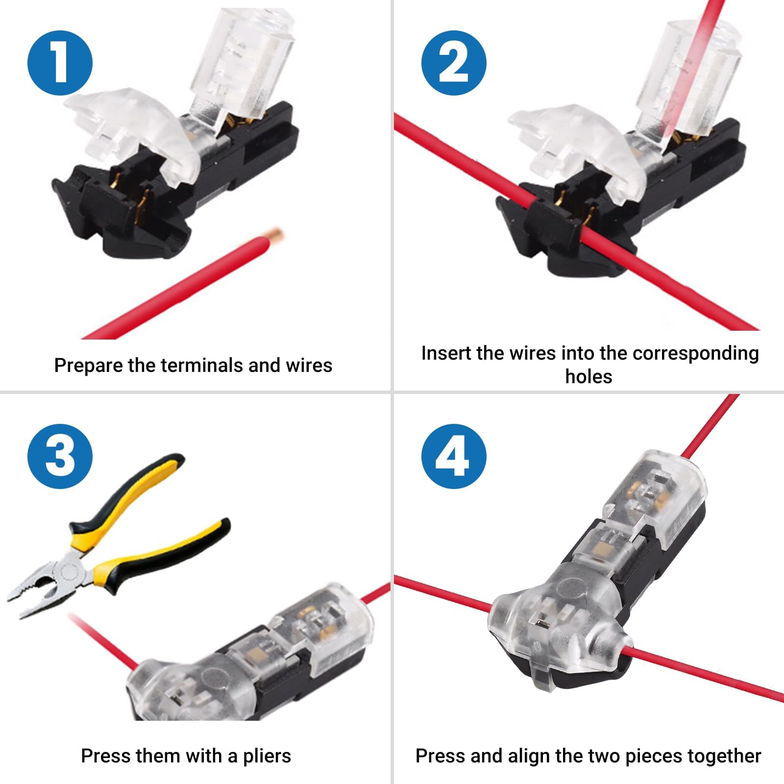 Kit de connecteur de fil 16-18 AWG, connecteur de fil en T sans soudure | Connecteur double fil rapide basse tension pour bande lumineuse LED, bricolage et réparation
