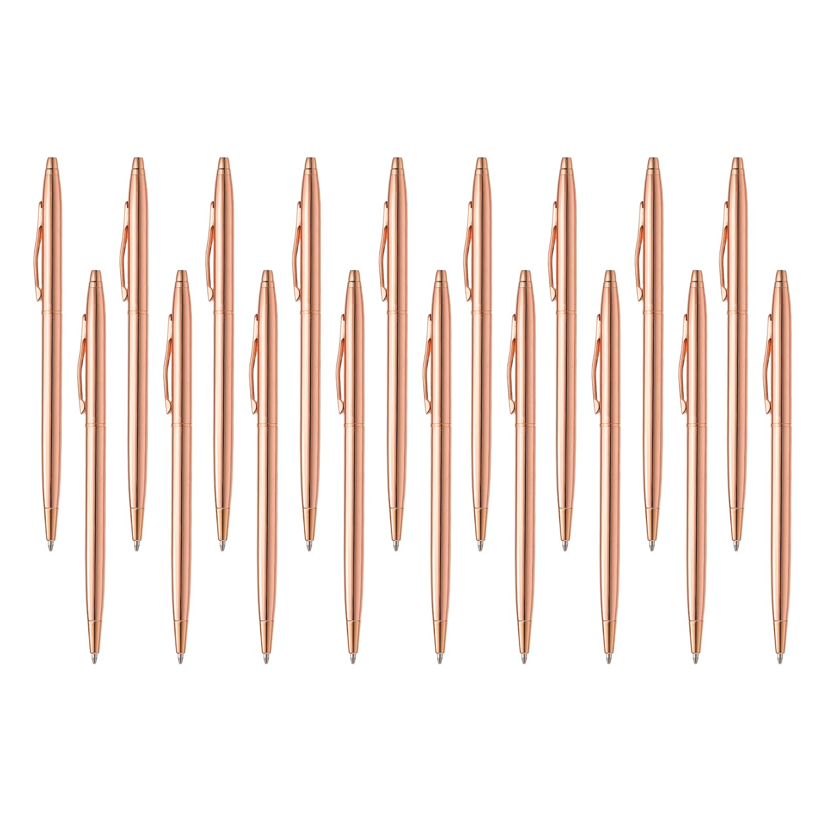 PATIKIL Slim Metallic Ballpoint Pen, 18Pcs Black Ink 1mm Medium Point Retractable Writing Pens with Clips for Business Office Wedding Guest Style 2, Rose Gold