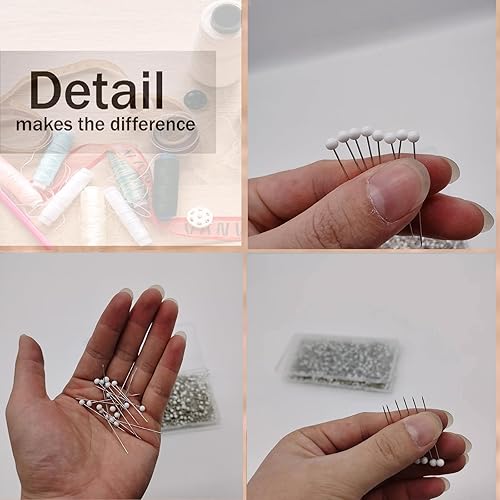 Miniatura 3 de Alfileres de costura (actualizados), 600 alfileres rectos de 1.5 pulgadas con cabeza de vidrio de bola de color de 0.18 pulgadas para tela, joyería,