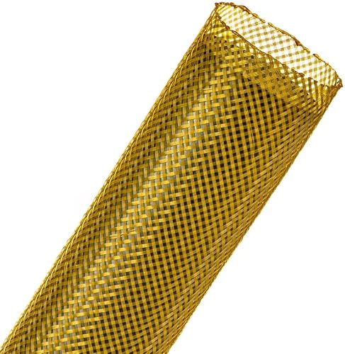 Techflex PTN0.50YL Bundle Braided Cable Sleeve, 1 meter Length x 38.1 mm Width, Yellow