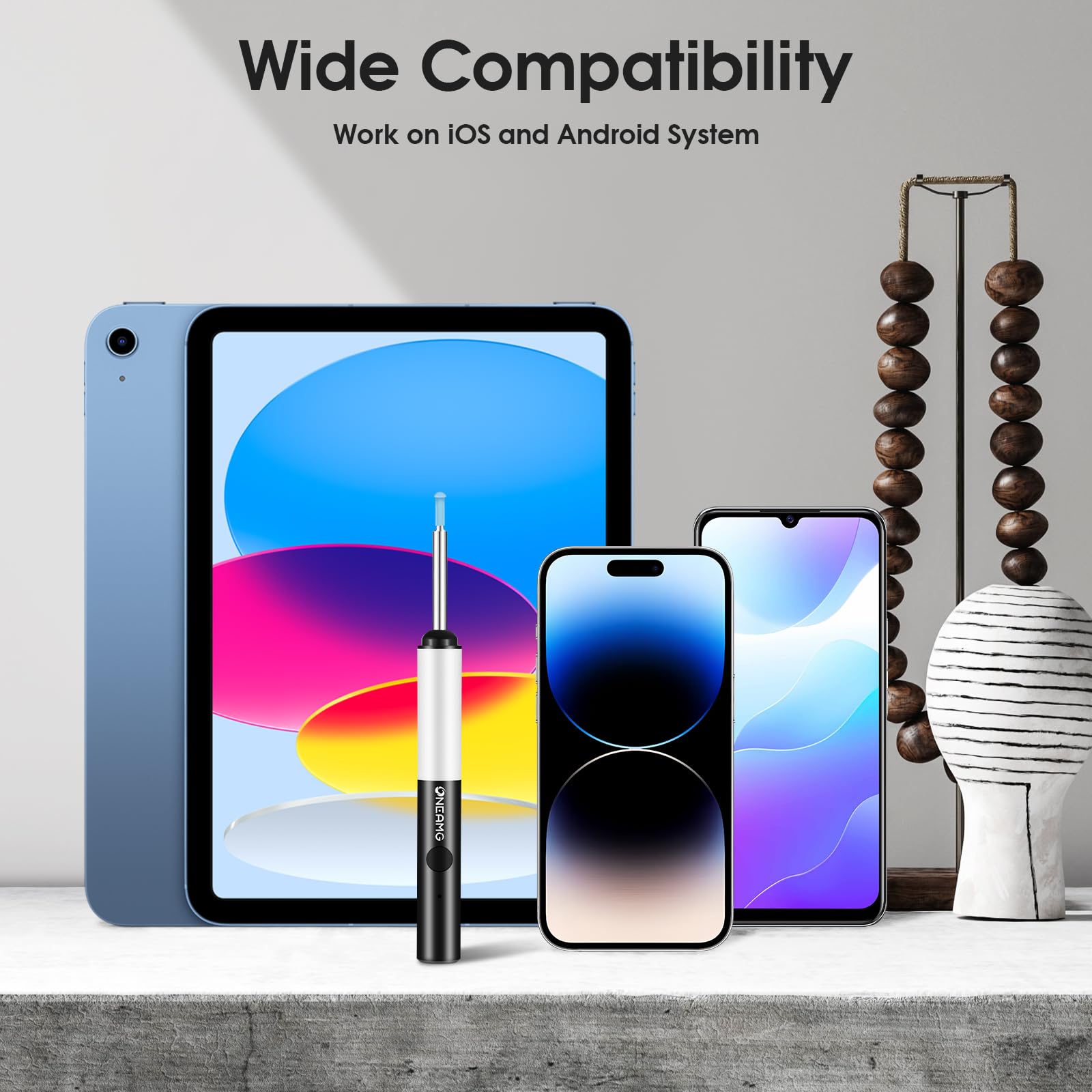 Otoscopio 1920P HD Camara Endoscopio de Oído con WiFi Inalámbrico Control APP 6 luces LED Impermeable IP67 Kit Limpiador de Oidos para iPhone, iPad y Android