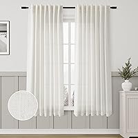 Vista 81 de Paneles de cortina de lino con pestaña trasera, de 84 pulgadas de largo, cortinas plisadas semitraslúcidas, mezcla de lino sintético, estilo rústico