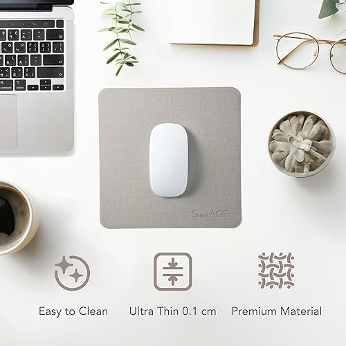 Miniatura 2 de SenseAGE Alfombrilla de mouse delgada para el hogaroficina, alfombrilla portátil para computadora y laptop, estilo de tela, piel vegana, base