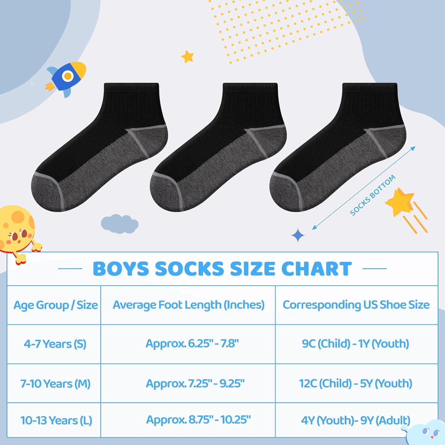20 Pairs Boys Ankle Socks-Little Boys Socks 4-6/8-10/10-12 Years Old-Thin Breathable Athletic Kid Sock Bulk Pack