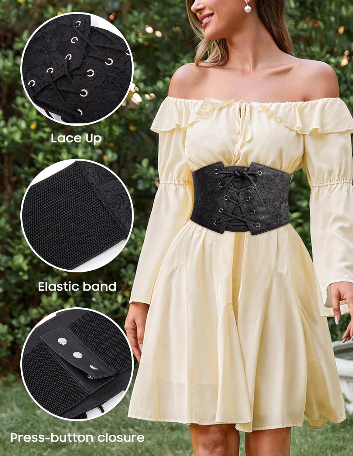 Scarlet Darkness Renaissance Corset Belt for Women Lace Overlay Front Wide Waist Belt Goth Pirate Costume Accessories - Image 2