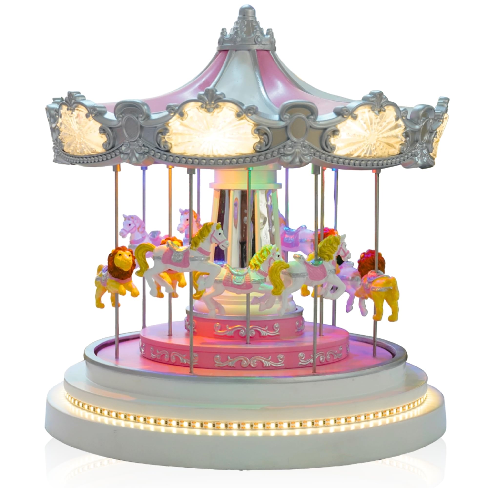 Tin Dreams | Carrusel Navidad con Movimiento, Música y Luces LED | Grand Carrusel | Tiovivo Musical para Decoración Navideña en Hogar | Pueblo Navideño, Villa Navideña | Conexión Bluetooth