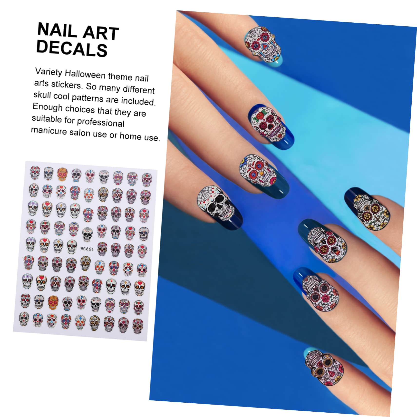 Ipetboom 80fogli Adesivi Per Unghie Halloween Stickers Decorativi Per Nail Facili Applicare Per Manicure Professionali