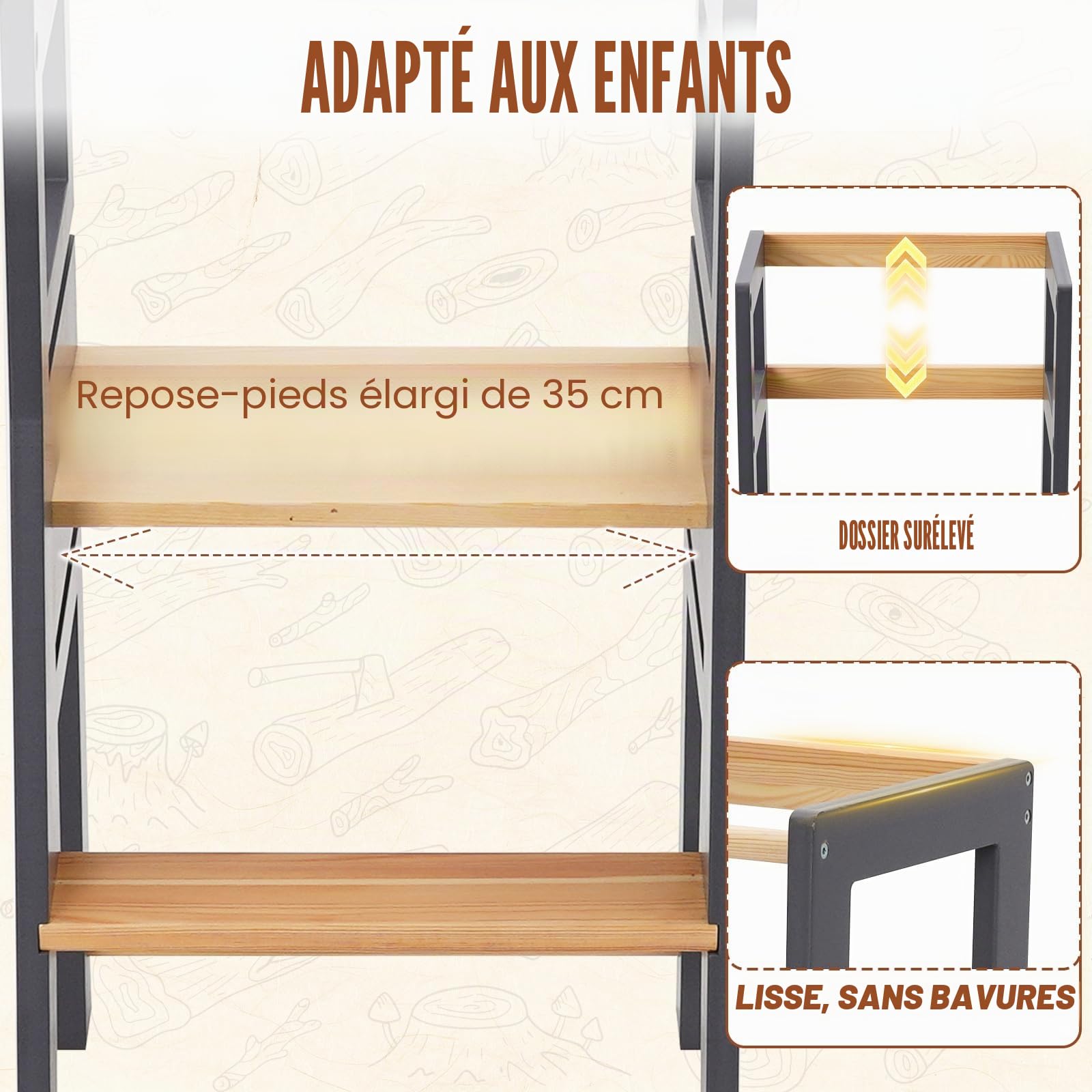 Tour d'Observation Montessori, en Bois Massif avec Garde-Corps de Sécurité, Dispositif Anti-Basculement, Tour d'Observation Enfant Evolutive, Tour d'Observation Bois Convient pour Une Chambre Enfant