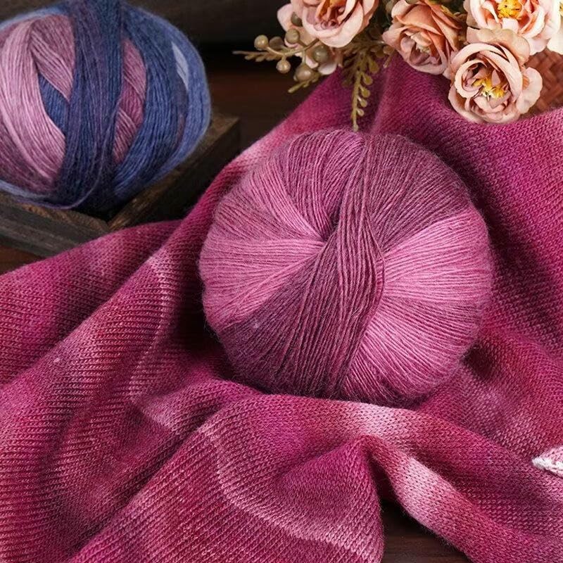 Hilo de Lana Degradado 6x100g, para Tejer a Mano, para chales, Bufandas, Gorros y cárdigans de Crochet