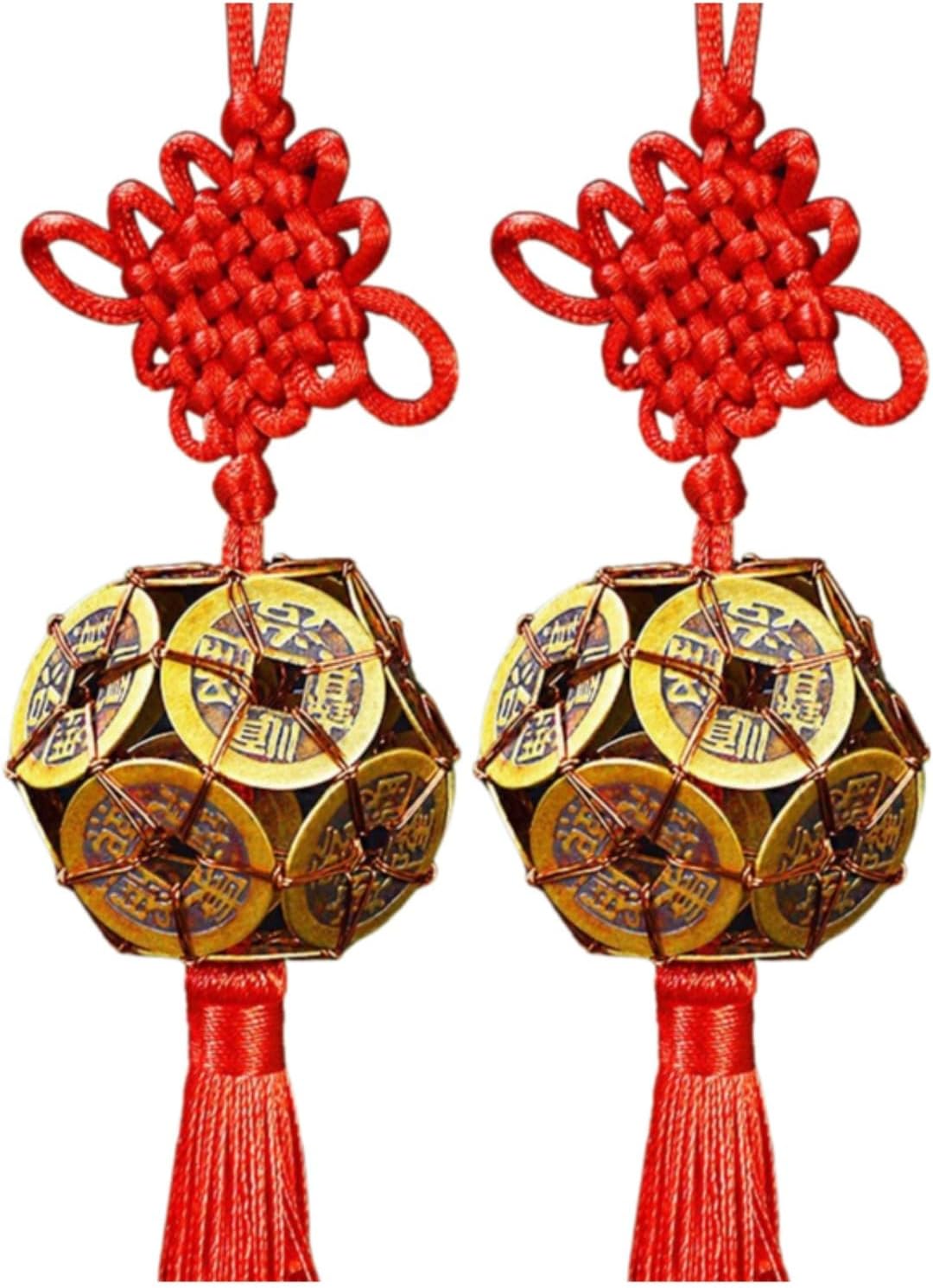 中国结路路通铜钱球十二五帝钱汽车 Feng Shui Good Amulet 车上饰品出入平安饰品挂饰 fengshui Chinese Tassel Ornaments-1219