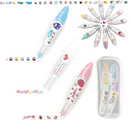 Bolígrafo decorativo tipo prensa de animales lindos para bricolaje, bolígrafo de cinta decorativa de encaje para bricolaje, cinta decorativa con