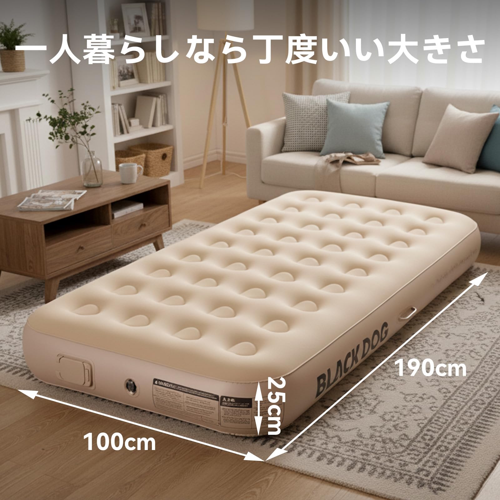 Amazon.co.jp: 【公式】BLACKDOG エアーベッド 200×150×25/40cm 電動