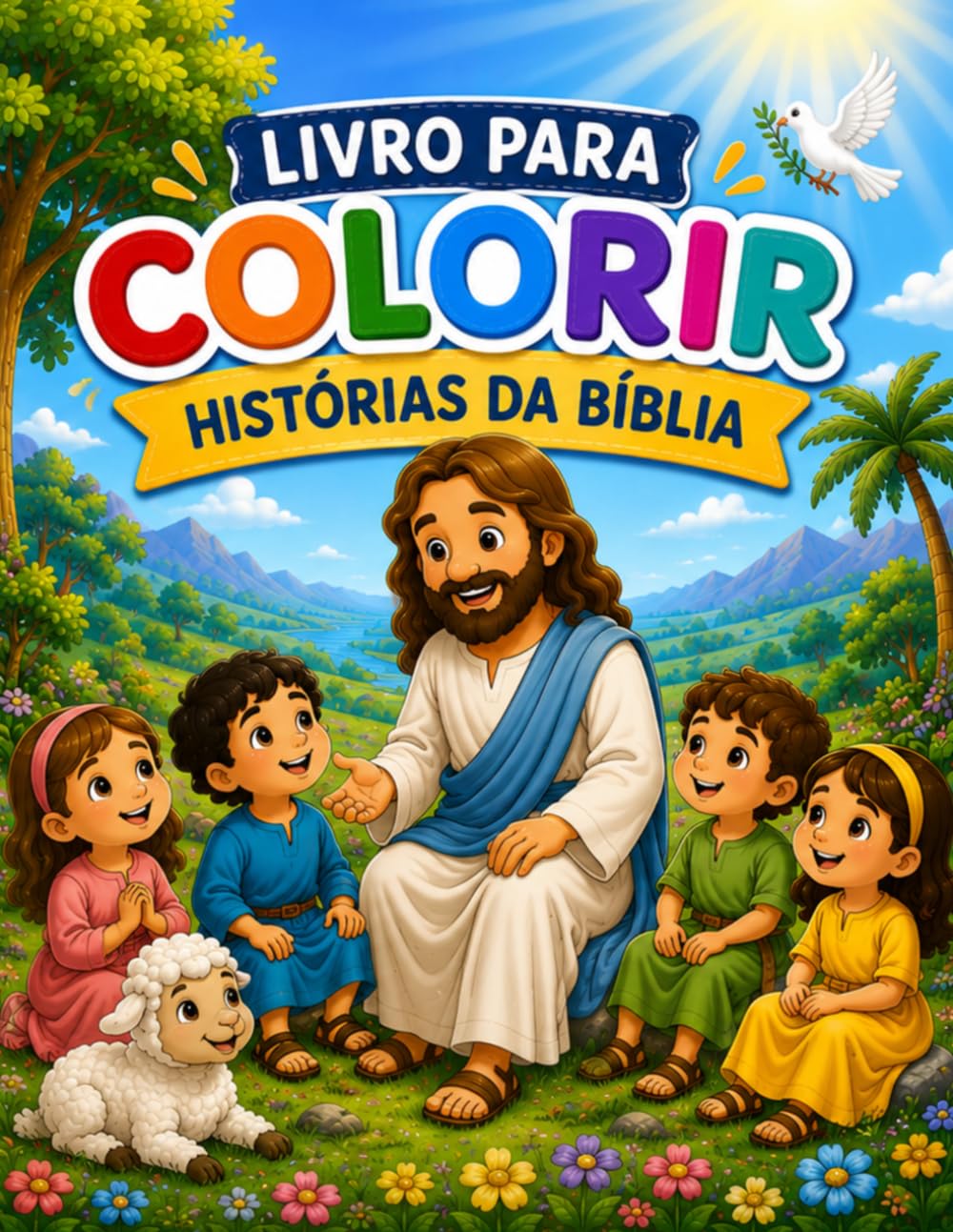 Meu Primeiro Livro para Colorir – Histórias da Bíblia: 20 Desenhos Bíblicos Grandes e Fáceis para Colorir | Para Crianças de 3 a 8 Anos
