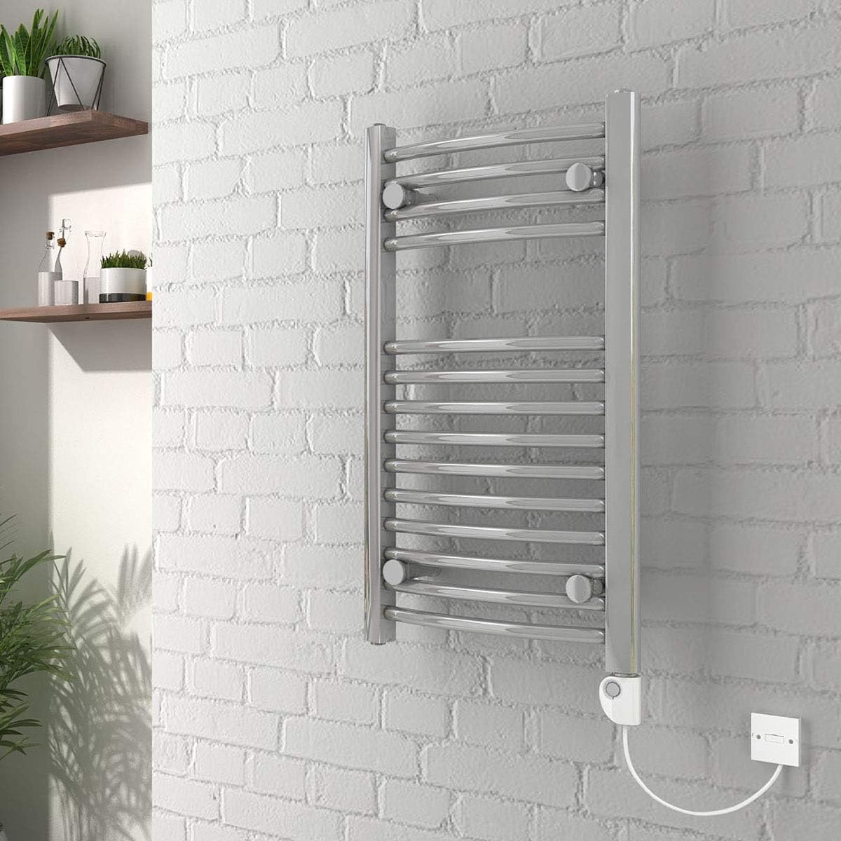 Warmehaus Bathroom Electric Heated Towel Rail 700 x 400 Curved