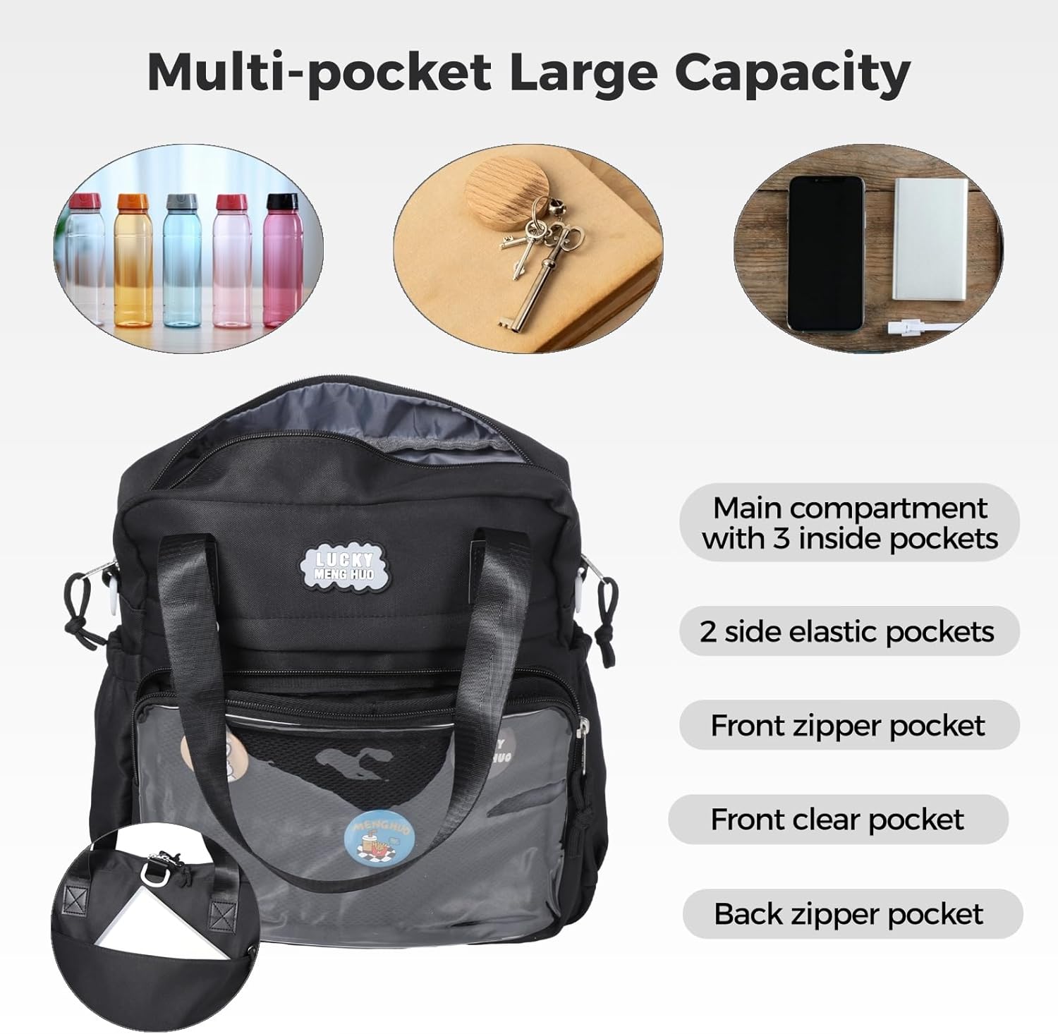 Anime Ita Bag, Crossbody Messenger Shoulder Bag, Terylene Cotton Backpack With Insert For Pin Display And Travel