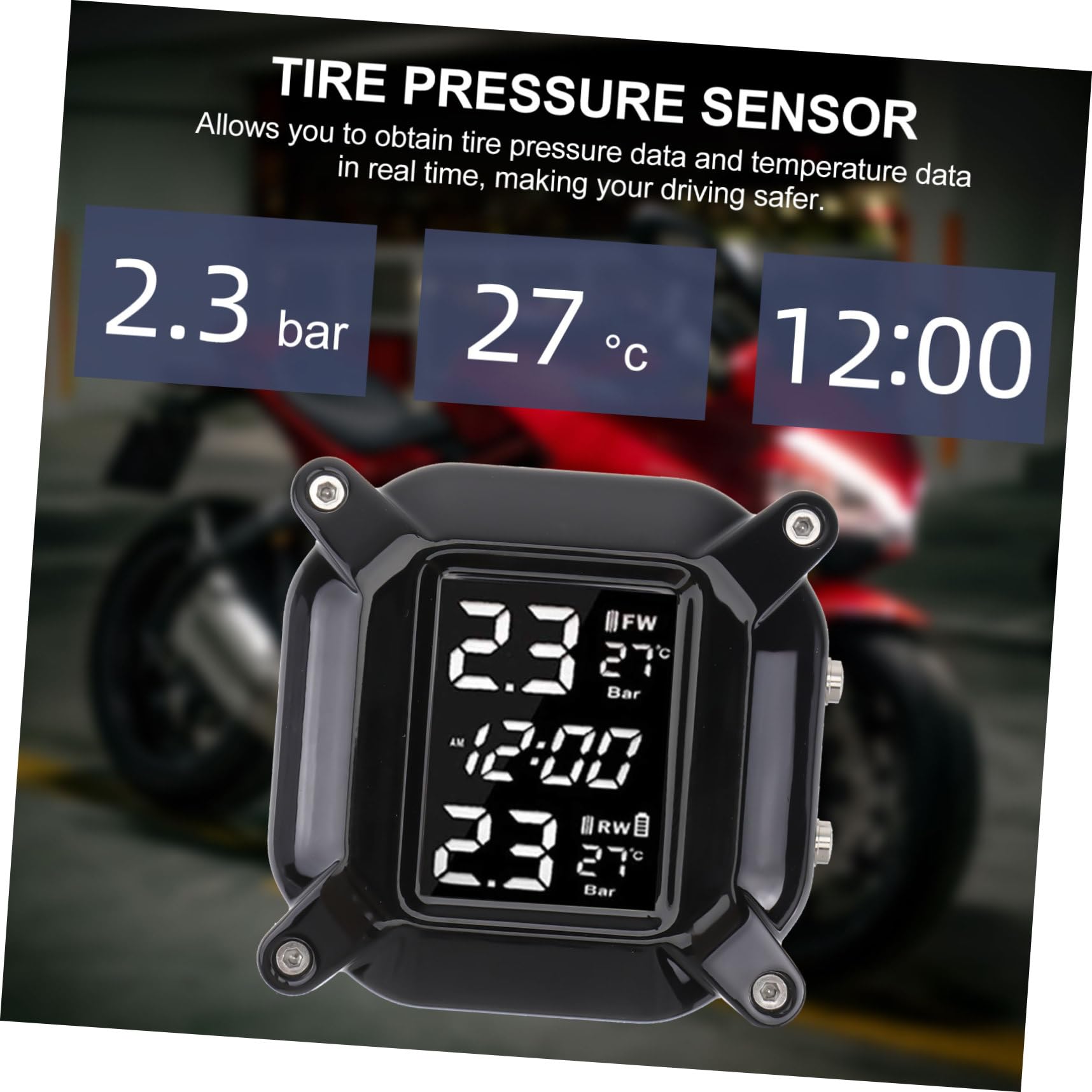 PRETYZOOM Neumáticos Alta Sensor Presión para Coche Precisión Resistente Sistema Profesional Inalámbrico Monitoreo Material Plástico