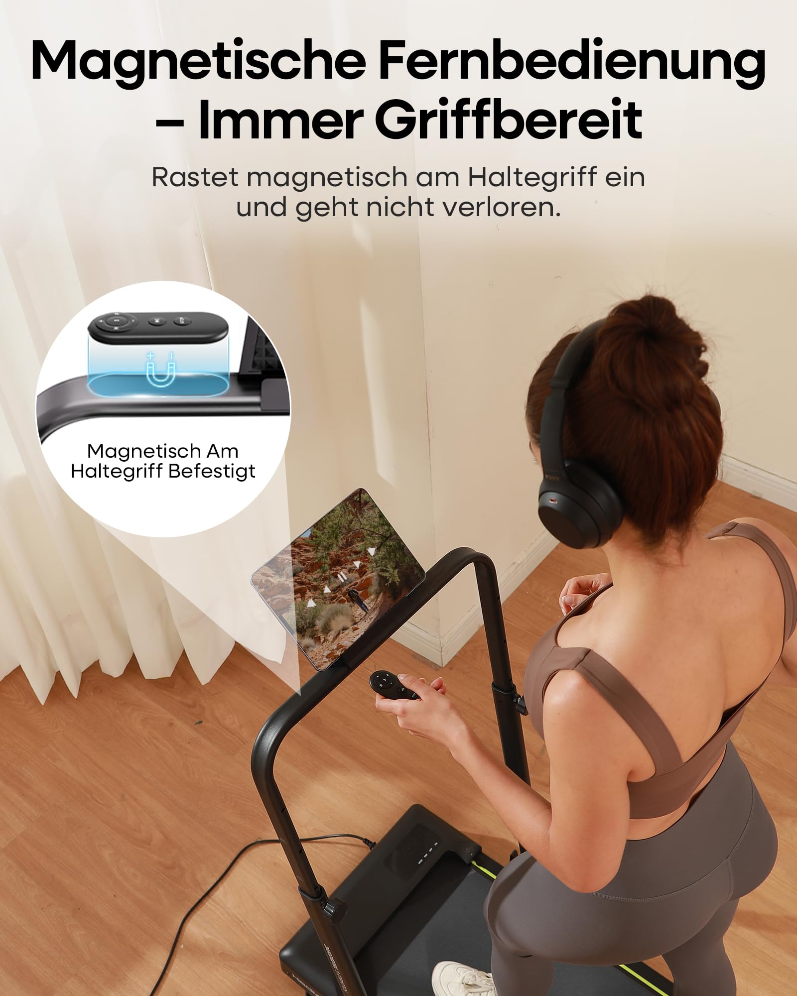Walking Pad mit 10% Steigung 3,0 HP Laufband für Zuhause klappbares mit Magnet Fernbedienung,Laufband-Schreibtisch mit LED-Anzeige und Einziehbares Steigrohr,12 HIIT,Bis 136 kg