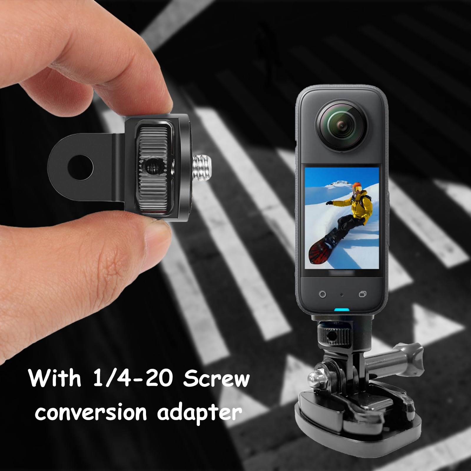 Adaptateur Sabot Aluminium Pour GoPro - Filetage 1/4" Pour Trépied, Perche, Griffe Appareil Photo, Compatible Hero 6 à 14