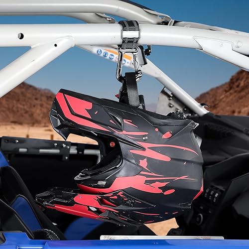 Miniatura 8 de KEMIMOTO Paquete de 2 ganchos para colgar casco, jaula enrollable UTV, se adapta a tubos redondos de 1.5 a 2.0 pulgadas, solución de almacenamiento