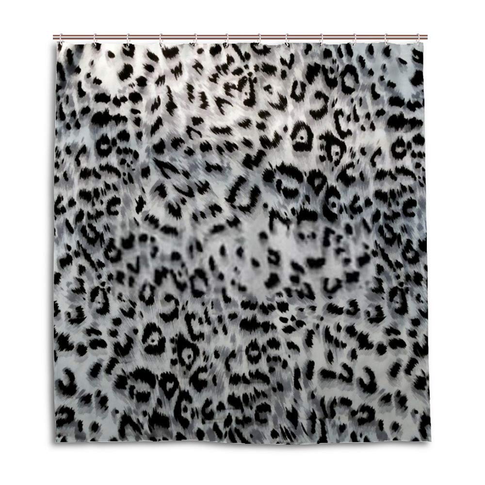 Rideau de douche imprimé léopard en polyester imperméable 180x180 cm avec 12 crochets inclus