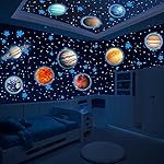 LUMOSX Glow in The Dark Stars and Planets - 534 pcs With Constellation E-Book | Solar System Wall Decal, Planet Decals, Space Stickers for Kids Room Decor (Blue)