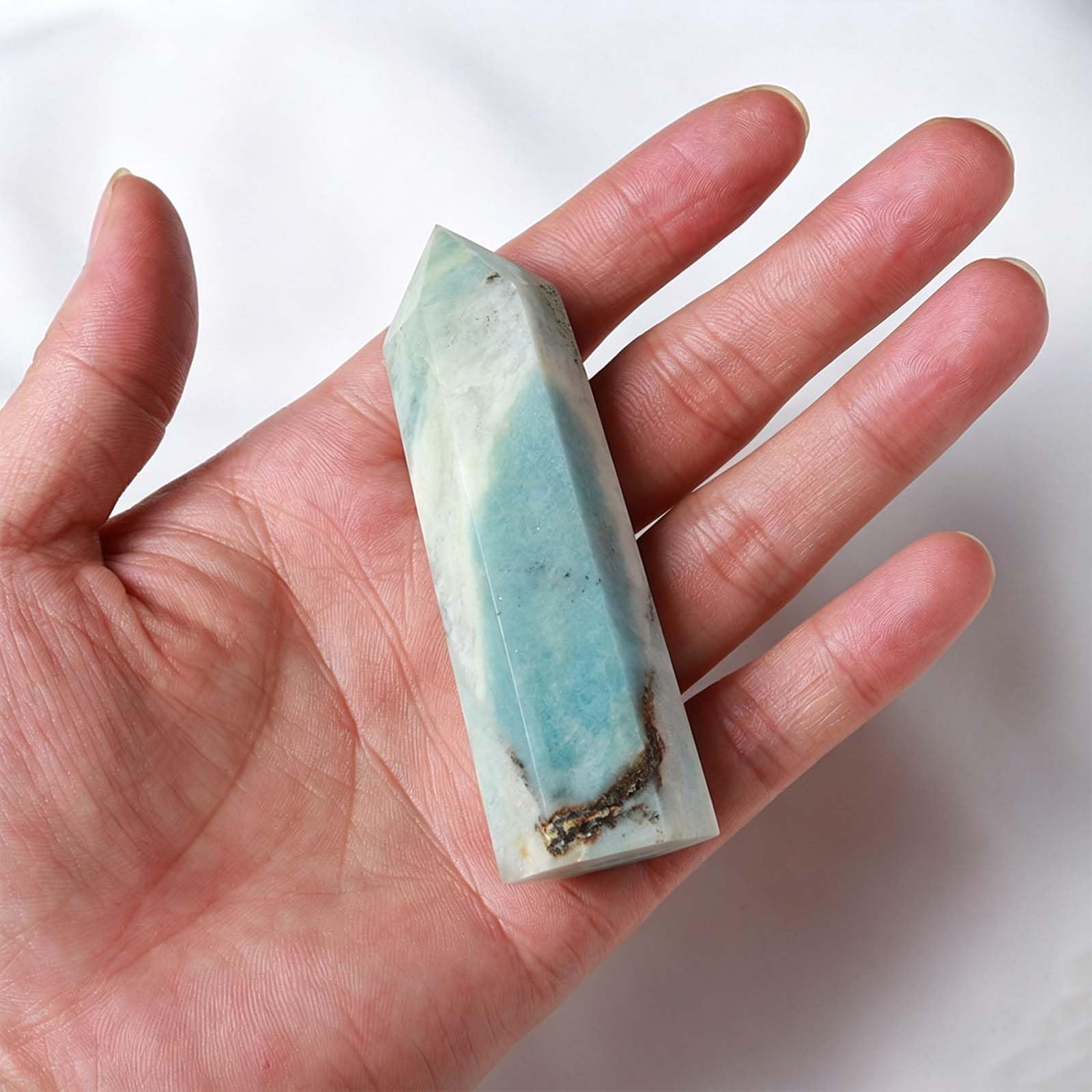 Increíble Varita de Cristal de Encaje Azul con Piedras Preciosas