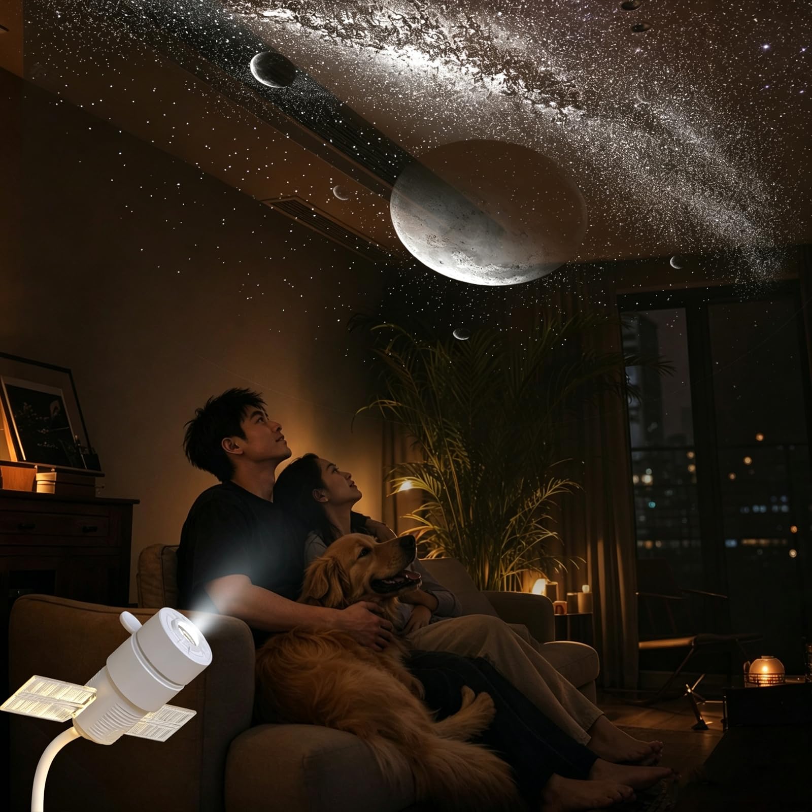 Projektor Star 2 w 1 Przenośny USB Galaxy Night Light 360 Flex (L)