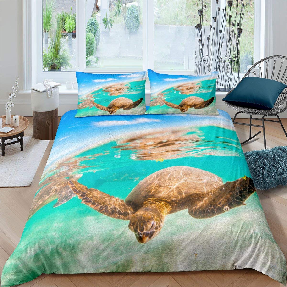 Housse de couette tortue de mer 3D, le cadeau idéal pour décoration de chambre d'enfant