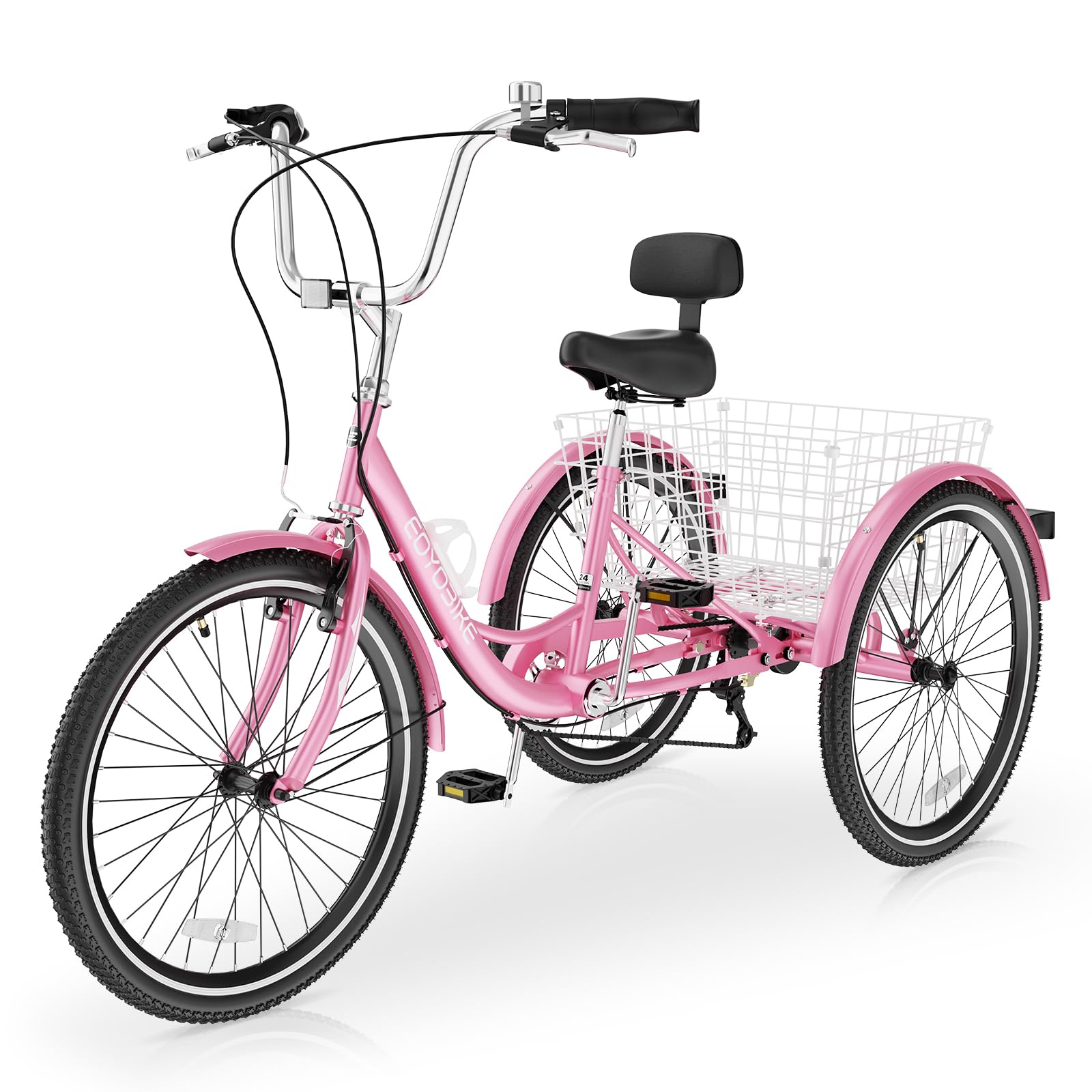 Slsy Adult Tricycles 7 Speed, Adult Trikes 20/24/26 inch 3 Wheel Bikes, Three-Wheeled Bicycles Cruise Trike with Shopping Basket for Seniors, Women, Men