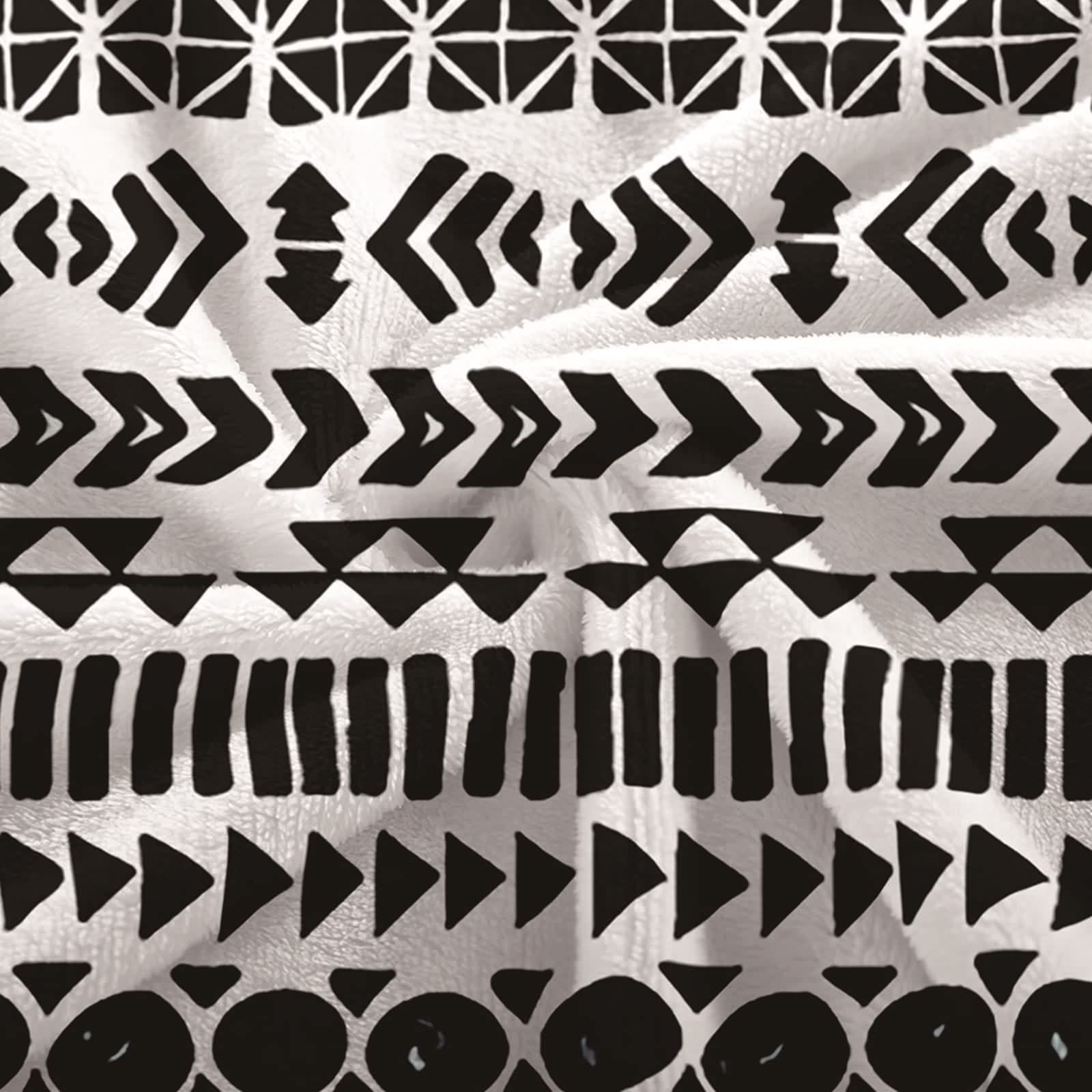 Daesar Kocyki polarowe Queen koc flanelowy łóżko etniczny czarno-biały geometryczny wzór koc na zewnątrz biały czarny, 182 x 233 cm