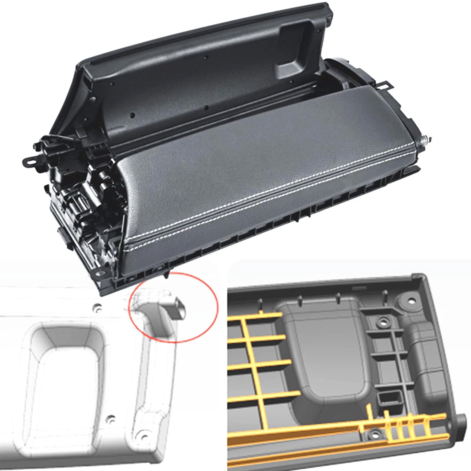 Copertura per bracciolo centrale per Mercedes W463 Classe G 2019-2023 (linea nero-bianca)
