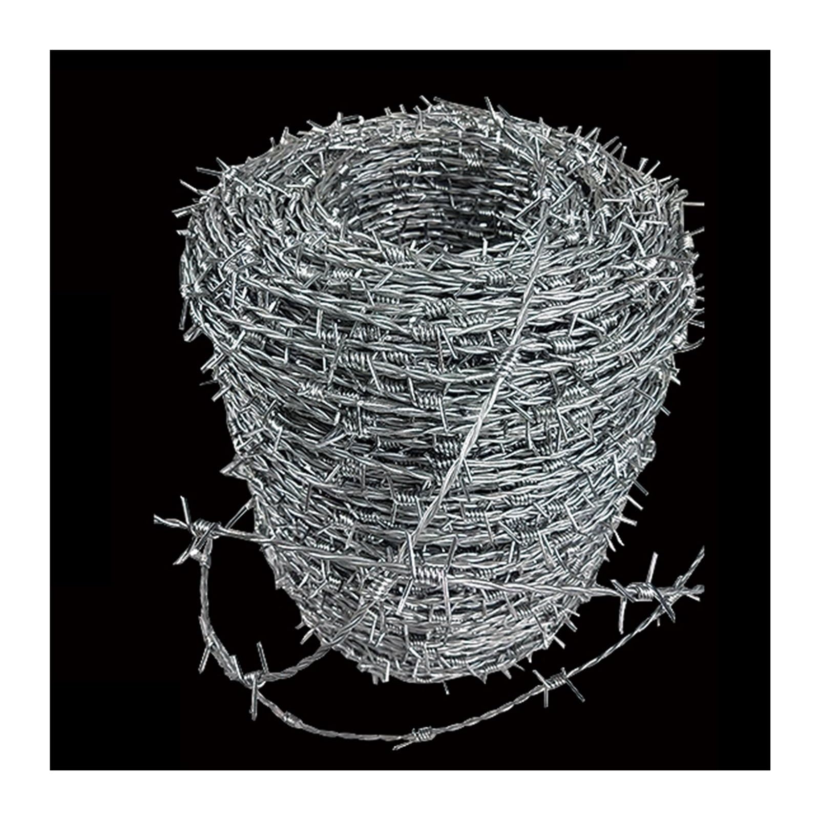 Alambre Espino Galvanizado Alambre de púas de 4 puntos, bobinas de alambre de púas antiescalada, alambre artesanal de púas fácil de doblar para cercas, artesanías de bate de béisbol residenciales