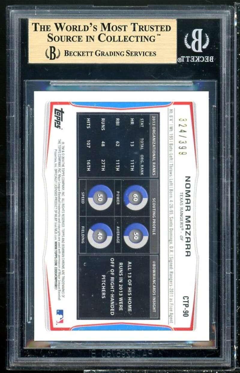 Nomar Mazara Rookie Card 2014 Bowman Chrome Draft TP Refractors #90 BGS 9.5 - Baseball Slabbed Rookie Cards