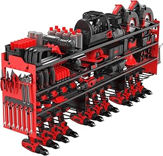 OUREST Power Tool Organizer Wall Mount with 12-Drill Holders-800Lbs Load Heavy Duty Metal 4-Layers Garage Storage and Organization Adjustable Battery Tools Rack Utility Racks Gift…