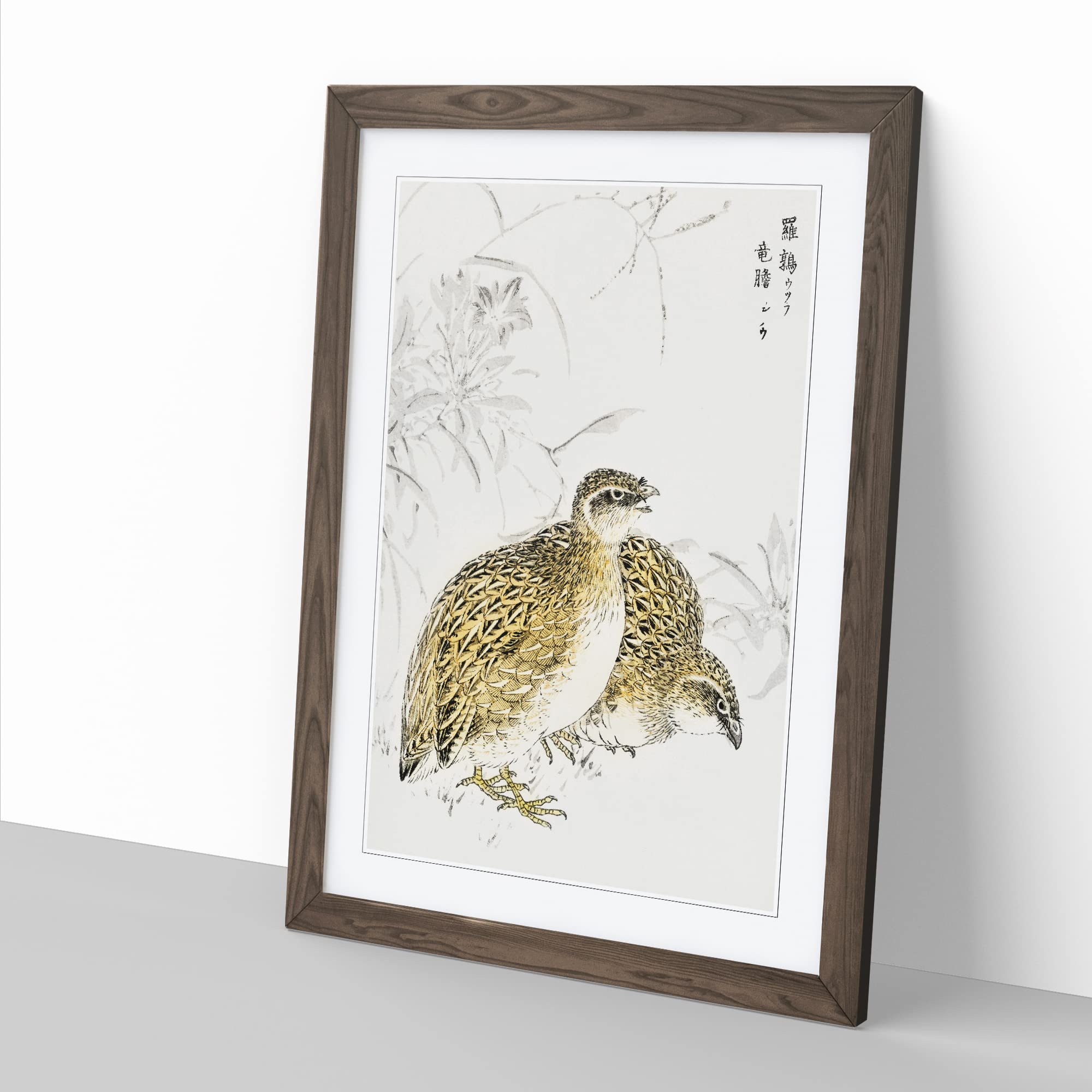 Japanese Quail Birds By Numata Kashu Asian Japanese Framed Wall Art Print - Image 3