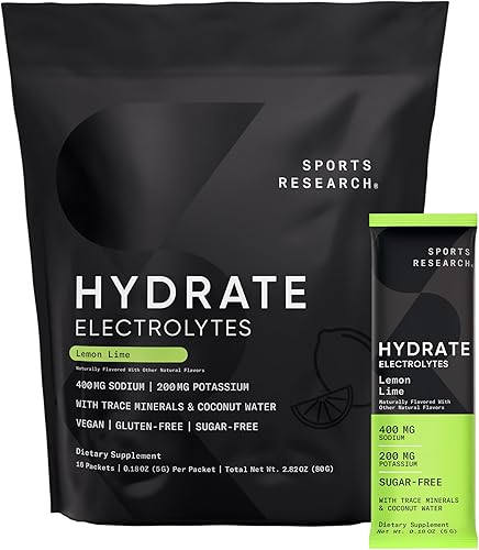 Miniatura 14 de Sports Research® Hydrate Paquetes de Polvo de Electrolitos - Sin Azúcar y con Sabor Natural con Vitaminas, Minerales y Agua de Coco - Apoya la