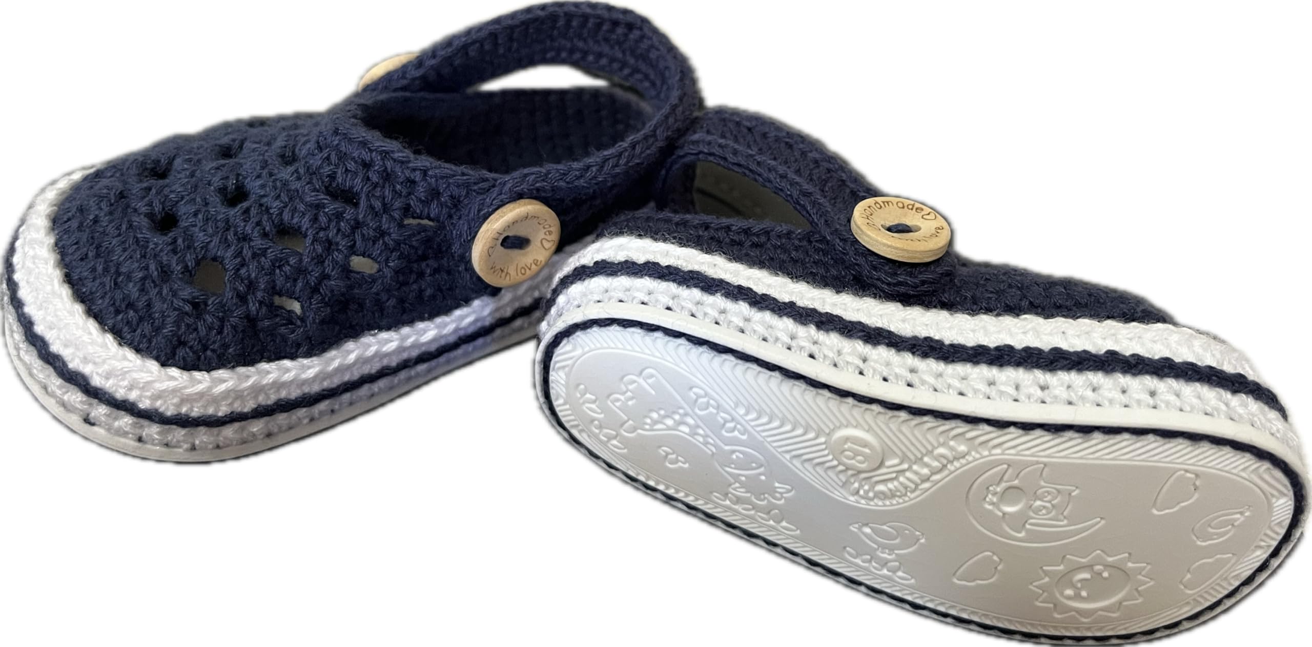 Bambini Zoccoli e Sabot Pantofole Unisex. Stivaletti per neonata realizzate all'uncinetto o all'uncinetto. Stivaletti con bottone e rifinitura, disponibili in tutte le taglie bimbo da 0 a 12 mesi