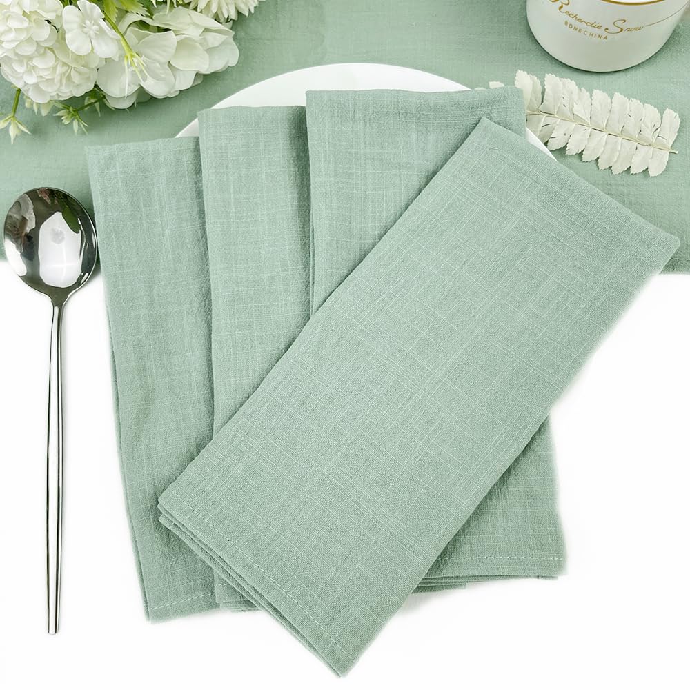 Napkins, 20pcs, Cotton Placemat,Suitable For Weddings, Family Tables, And Restaurant Decorations(Sage Green)