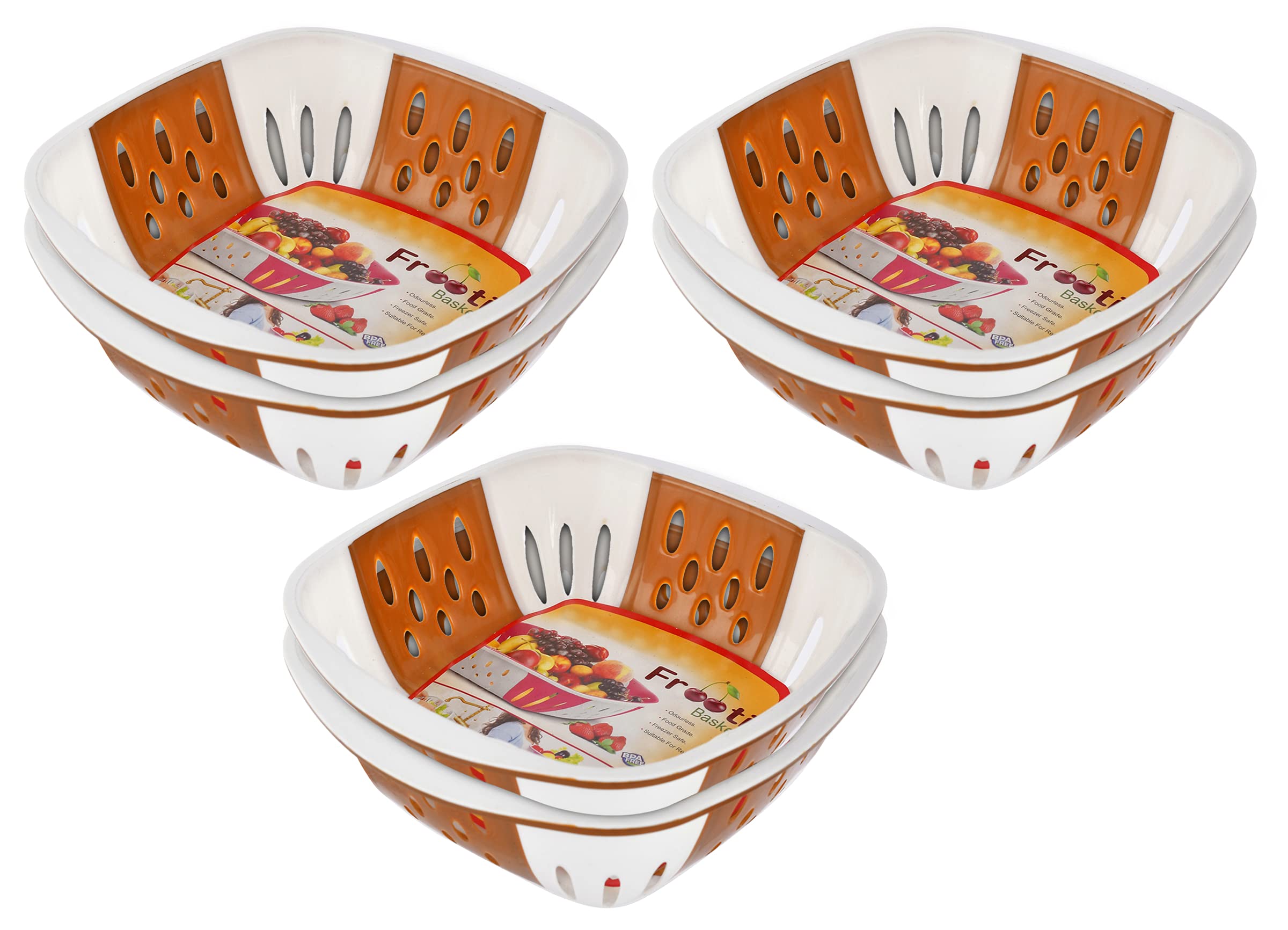 Kuber Industries Medium Multi-Purpose Plastic Storage Baskets for Fruits Vegetables and Kitchen Fridge Dining Table- Pack of 6 (Brown)-HS42KUBMART25306 (B09DVLWCNG) Amazon Price History, Amazon Price Tracker