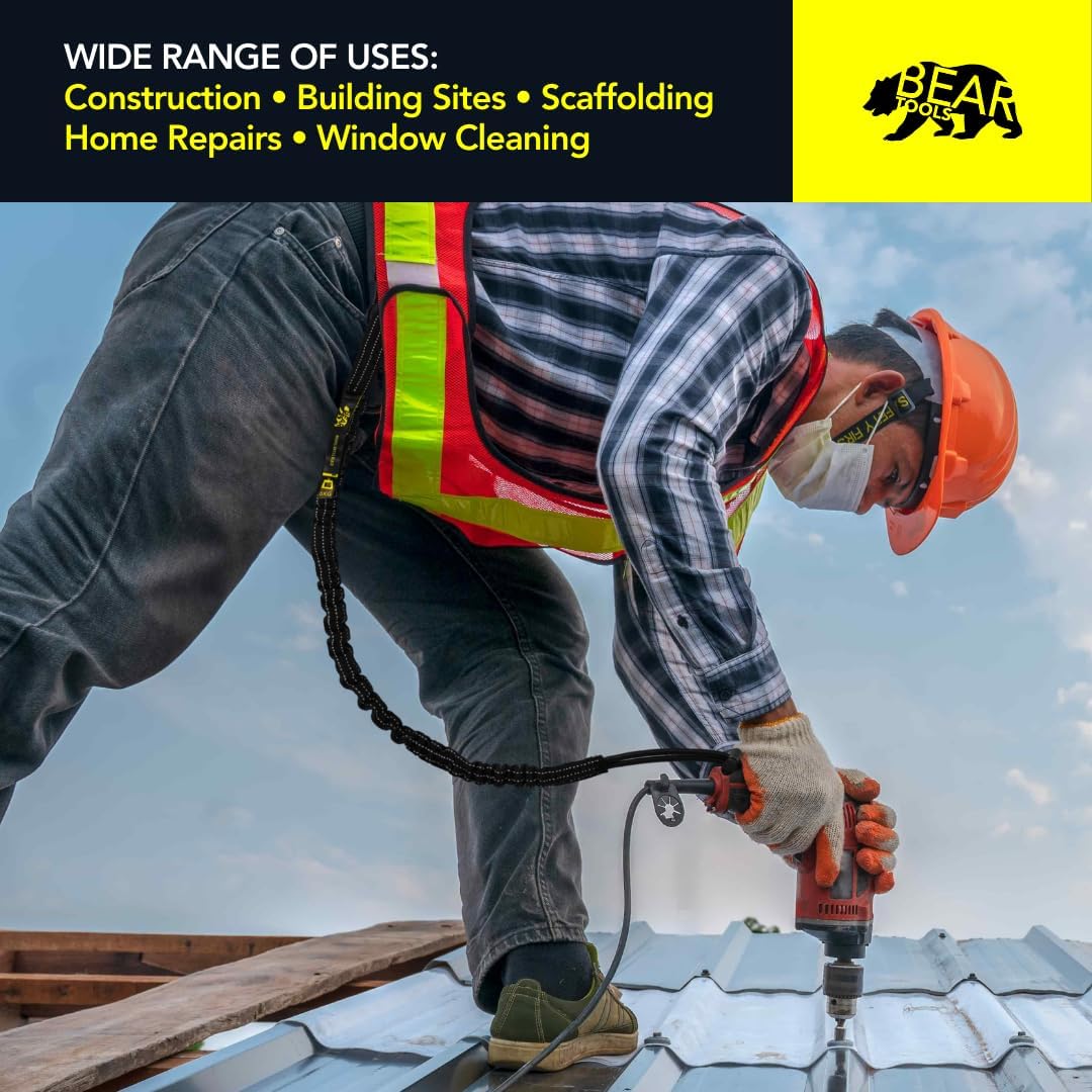 BearTOOLS Tool Lanyard with Single Carabiner and Adjustable Loop End, Standard Length, Maximum Weight Limit 8KG / 17.6lb, Aluminum Screw Lock Carabiner with Shock Cord Stopper, 09220S (20 Pack)