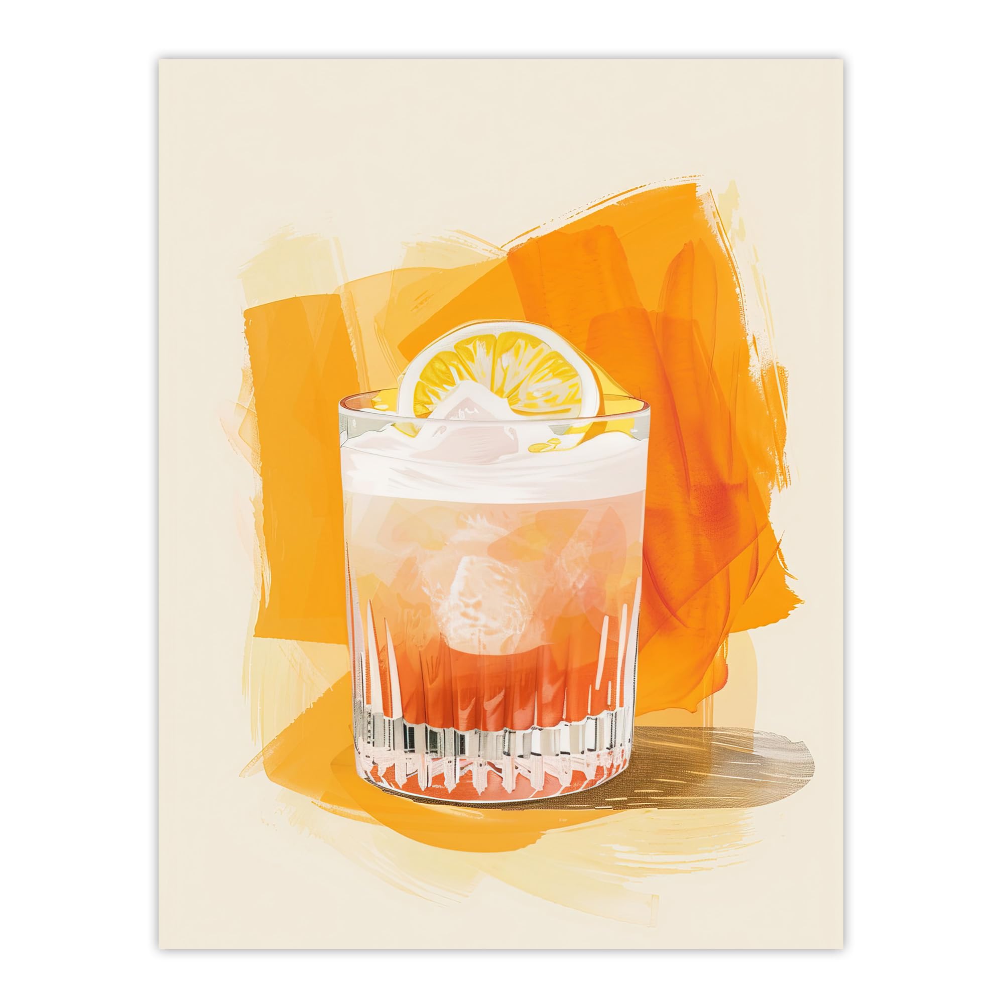 Artery8 Whiskey Sour Cocktail Fruit Slice Bar Watercolour Kitchen Extra Large XL Wall Art Poster Print