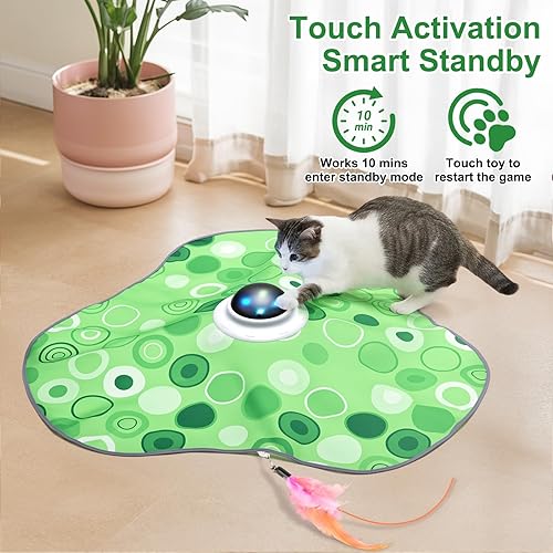 Miniatura 4 de Juguete interactivo para gatos, juguetes para gatos de interior, activado por el tacto, recargable por USB, pluma móvil, para todas las razas, gatos