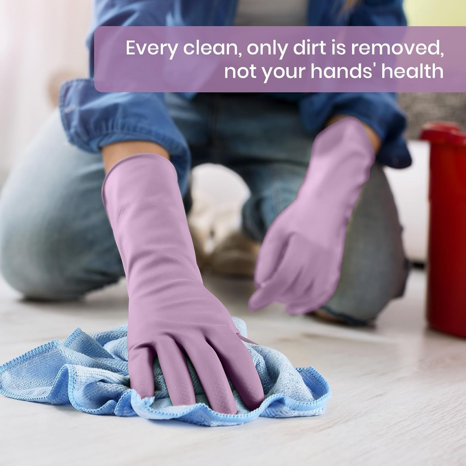 Guanti in Gomma per Lavare Piatti, 4 Paia di Guanti riutilizzabili per Pulizie domestiche, Guanti Colorati con Rivestimento spalmato e Presa Antiscivolo, 3-Purple, G