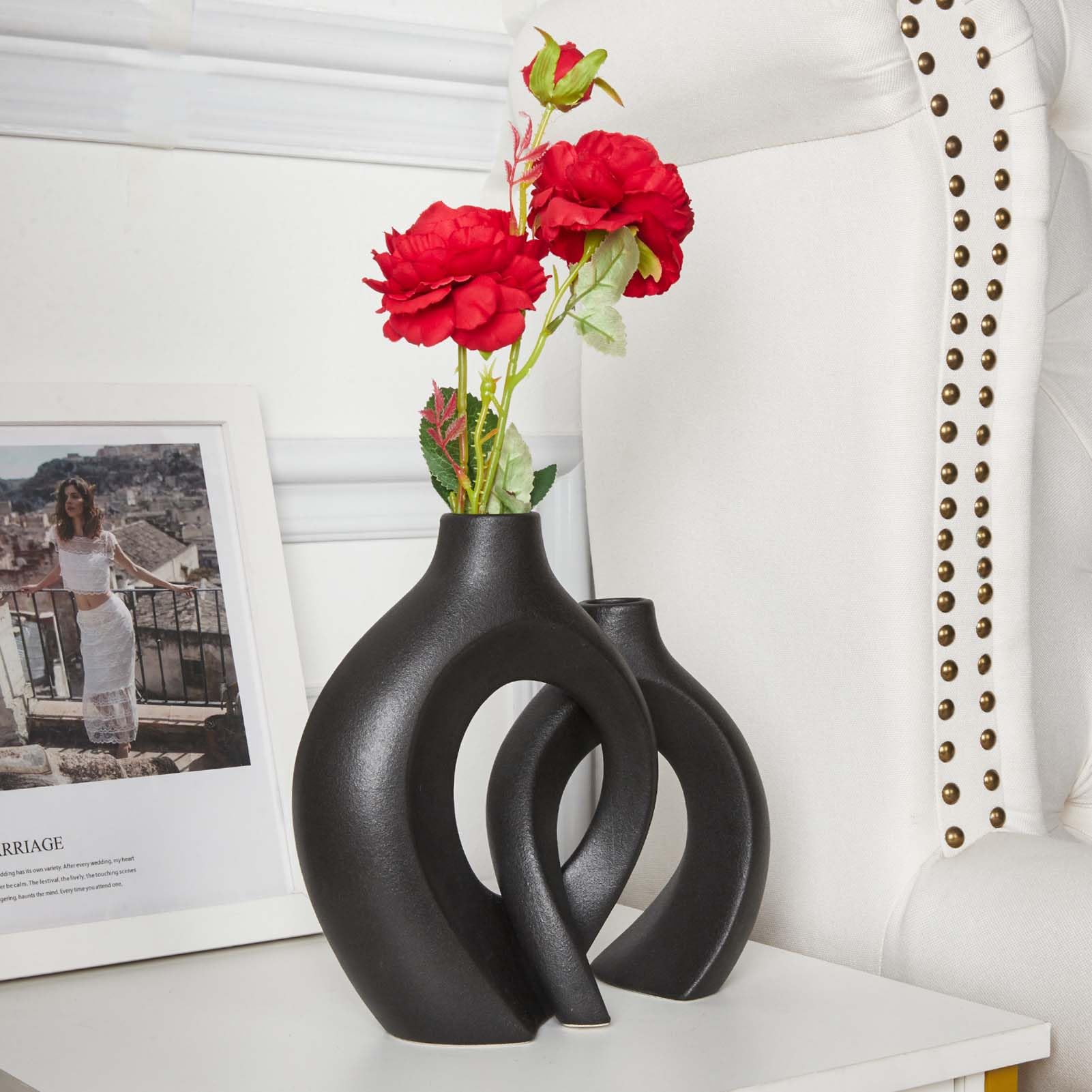 maozyiltle Ceramic Hug Flower Vase, Modern Indoor Decorative Vases - Image 4
